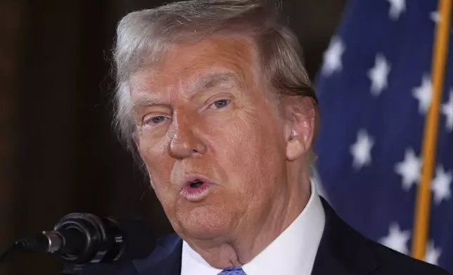 FILE - President-elect Donald Trump speaks during a news conference at Mar-a-Lago, Monday, Dec. 16, 2024, in Palm Beach, Fla. (AP Photo/Evan Vucci, file)