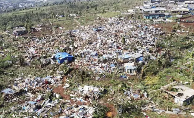 This undated photo provided Tuesday Dec. 17, 2024 by the French Interior Ministry shows devastated houses in the French territory of Mayotte in the Indian Ocean, after the island was battered by its worst cyclone in nearly a century, (Ministere de l'Interieur/Gendarmerie Nationale via AP)