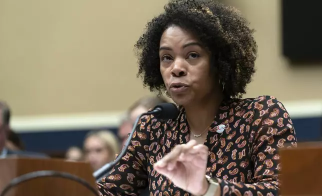 FILE - U.S. Center for SafeSport CEO Ju'Riese Colón testifies during The Commission on the State of U.S. Olympics and Paralympics hearing on Capitol Hill in Washington, Wednesday, Sept. 6, 2023. (AP Photo/Jose Luis Magana, File)