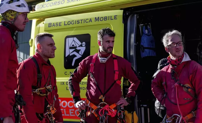 Emergency cervices attend a rescue operation to free Ottavia Piana, an expert spelunker who was trapped while exploring the cave of Bueno Fonteno, near Bergamo, Italy, Sunday, Dec. 15, 2024 (Photo by Spada/LaPresse via AP)