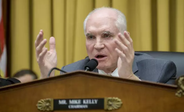 Rep. Mike Kelly, R-Pa., chairman of the House Task Force on the Attempted Assassination of Donald J. Trump, questions Secret Service Acting Director Ronald L. Rowe Jr. during a hearing on the Secret Service's security failures regarding the assassination attempts on President-elect Trump in Butler, Pa., on July 13, 2024, and West Palm Beach, Fla, on September 15, 2024, on Capitol Hill, Thursday, Dec. 5, 2024, in Washington. (AP Photo/Rod Lamkey, Jr.)