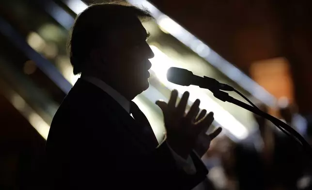 Former President Donald Trump speaks during a news conference at Trump Tower, Friday, May 31, 2024, in New York. (AP Photo/Julia Nikhinson)