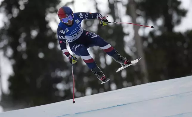 United States' Lauren Macuga skis during a women's World Cup downhill training run, Friday, Dec. 13, 2024, in Beaver Creek, Colo. (AP Photo/John Locher)