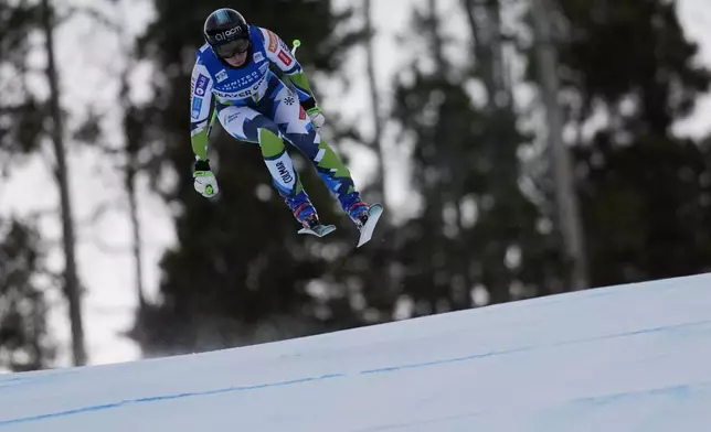 Slovenia's Ilka Stuhec skis during a women's World Cup downhill training run, Friday, Dec. 13, 2024, in Beaver Creek, Colo. (AP Photo/John Locher)