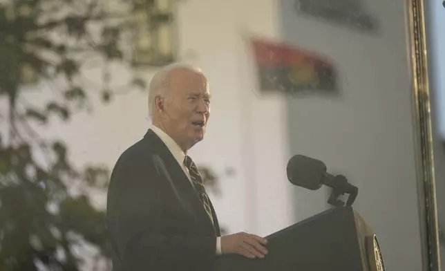 President Joe Biden speaks at the National Museum of Slavery, in the capital Luanda, Angola on Tuesday, Dec. 3, 2024. (AP Photo/Ben Curtis)