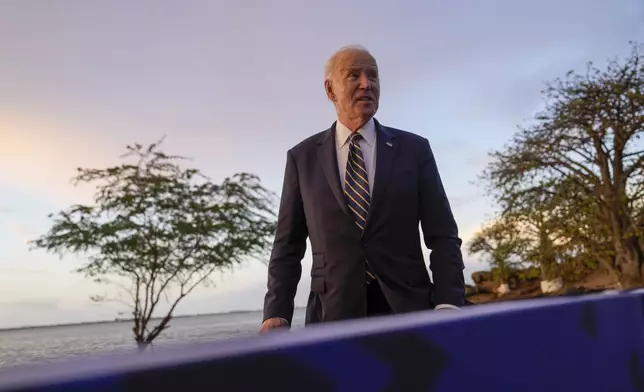 President Joe Biden leaves the National Museum of Slavery, in the capital Luanda, Angola on Tuesday, Dec. 3, 2024. (AP Photo/Ben Curtis)