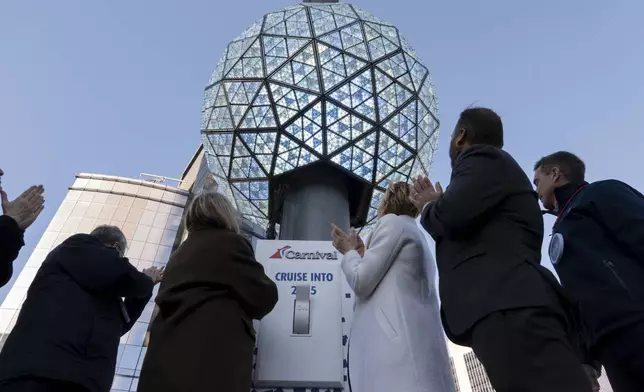 New Year's Eve preparations are underway in Times Square in New York, Monday, Dec. 30, 2024. (AP Photo/Ted Shaffrey)