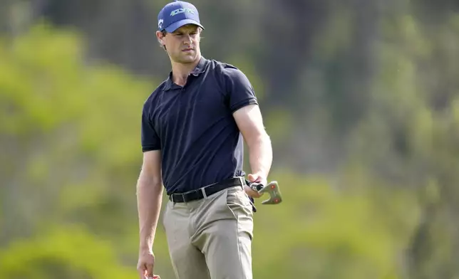 Thomas Detry, of Belgium, reacts after missing a putt on the 17th green during the third round of The Sentry golf event, Saturday, Jan. 4, 2025, at Kapalua Plantation Course in Kapalua, Hawaii. (AP Photo/Matt York)