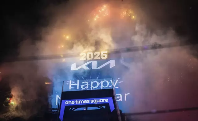 The ball drops in New York's Times Square, Wednesday, Jan. 1, 2025, in New York. (AP Photo/Stefan Jeremiah)