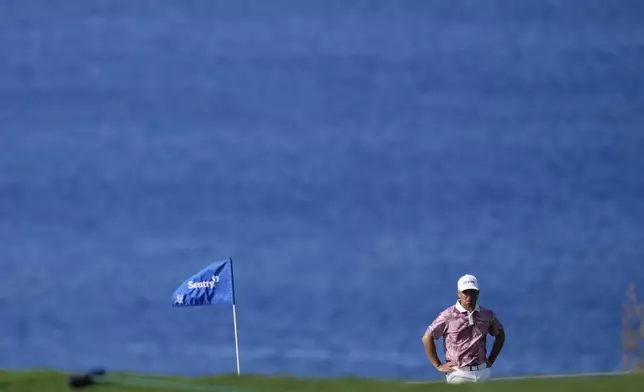 Xander Schauffele waits to hit at the 12th hole during the second round of The Sentry golf event, Friday, Jan. 3, 2025, at the Kapalua Plantation Course in Kapalua, Hawaii. (AP Photo/Matt York)