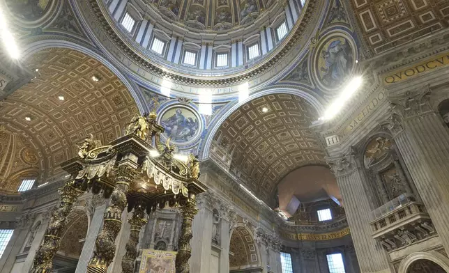 Pope Francis presides over a mass in St. Peter's Basilica at The Vatican on New Year's Day, Wednesday, Jan. 1, 2025. (AP Photo/Andrew Medichini)