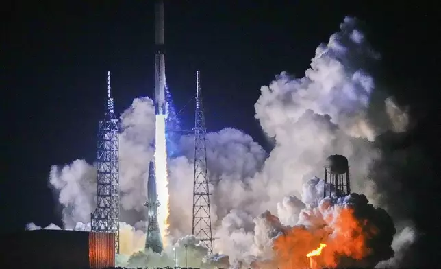 Blue Origin's New Glenn rocket lifts off from Launch Complex 36 at the Cape Canaveral Space Force Station, Thursday, Jan. 16, 2025, in Cape Canaveral, Fla. (AP Photo/John Raoux)