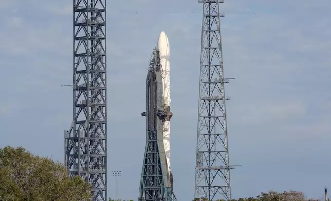 Blue Origin's New Glenn rocket stands ready for another launch attempt from Launch Complex 36 at the Cape Canaveral Space Force Station, Wednesday, Jan. 15, 2025, in Cape Canaveral, Fla. (AP Photo/John Raoux)