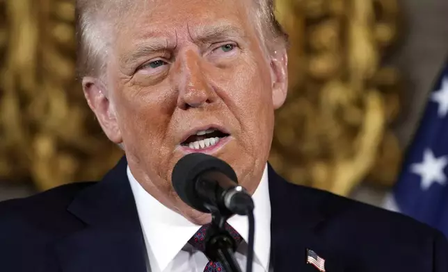 President-elect Donald Trump speaks during a news conference at Mar-a-Lago, Tuesday, Jan. 7, 2025, in Palm Beach, Fla. (AP Photo/Evan Vucci)