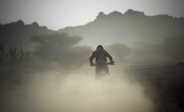 Rider Kevin Benavides competes during stage one of the Dakar Rally with start and finish in Bisha, Saudi Arabia, Saturday, Jan. 4, 2025. (AP Photo/Christophe Ena)