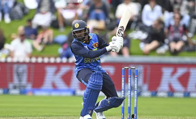 Sri Lanka's Kamindu Mendis bats during the first ODI international cricket match between New Zealand and Sri Lanka at the Basin Reserve, Wellington, New Zealand. Sunday, Jan. 5, 2025. (Kerry Marshall/Photosport via AP)