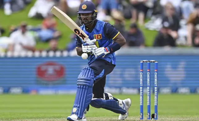 Sri Lanka's Janith Liyanage bats during the first ODI international cricket match between New Zealand and Sri Lanka at the Basin Reserve, Wellington, New Zealand. Sunday, Jan. 5, 2025. ( (Kerry Marshall/Photosport via AP)