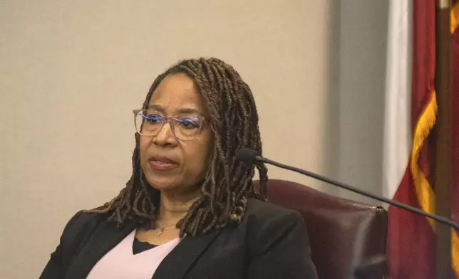 Karen Crittendon, who formerly handled conflicts of interest with the Georgia Attorney General’s office, testifies Thursday, Jan. 30, 2025, in Brunswick, Ga., about former Brunswick Judicial Circuit District Attorney Jackie Johnson’s recusal of her office in the investigation of the shooting death of Ahmaud Arbery. (Terry Dickson/The Brunswick News via AP, Pool)
