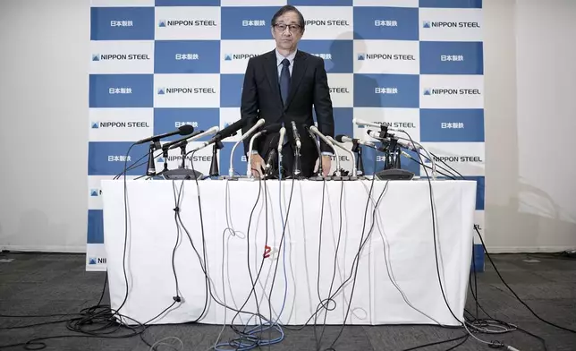 Eiji Hashimoto, chairman and CEO of Nippon Steel Corporation, attends a press conference at their company headquarters Tuesday, Jan. 7, 2025, in Tokyo. (AP Photo/Eugene Hoshiko)