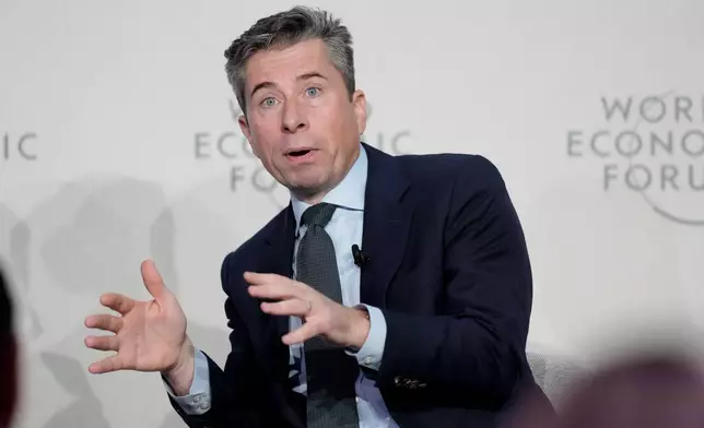 Tom Fletcher, under-secretary-general for Humanitarian Affairs and Emergency Relief Coordinator speaks during a briefing on the humanitarian situation in Gaza at the Annual Meeting of World Economic Forum in Davos, Switzerland, Tuesday, Jan. 21, 2025. (AP Photo/Markus Schreiber)