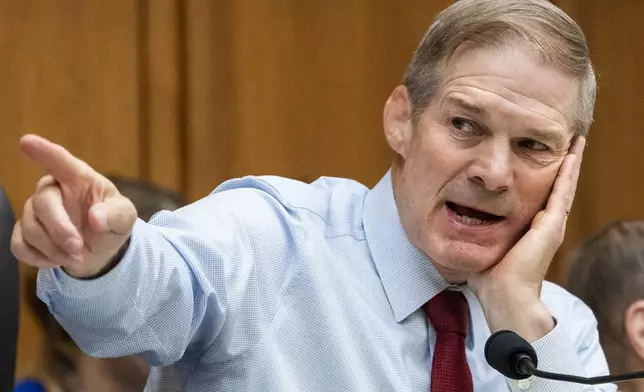 FILE - House Judiciary Committee Chair Rep. Jim Jordan, R-Ohio, speaks during a hearing, June 4, 2024, on Capitol Hill in Washington. (AP Photo/Jacquelyn Martin, File)