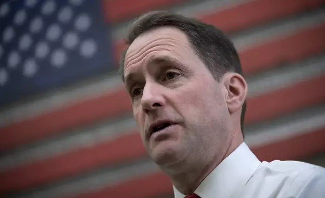 FILE - Rep. Jim Himes, D-Conn., speaks with The Associated Press about his new role on the House Intelligence Committee, in his office on Capitol Hill in Washington, Feb. 1, 2023. (AP Photo/J. Scott Applewhite, File)