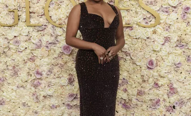 Quinta Brunson arrives at the 82nd Golden Globes on Sunday, Jan. 5, 2025, at the Beverly Hilton in Beverly Hills, Calif. (Photo by Jordan Strauss/Invision/AP)