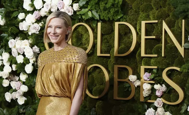 Cate Blanchett arrives at the 82nd Golden Globes on Sunday, Jan. 5, 2025, at the Beverly Hilton in Beverly Hills, Calif. (Photo by Jordan Strauss/Invision/AP)