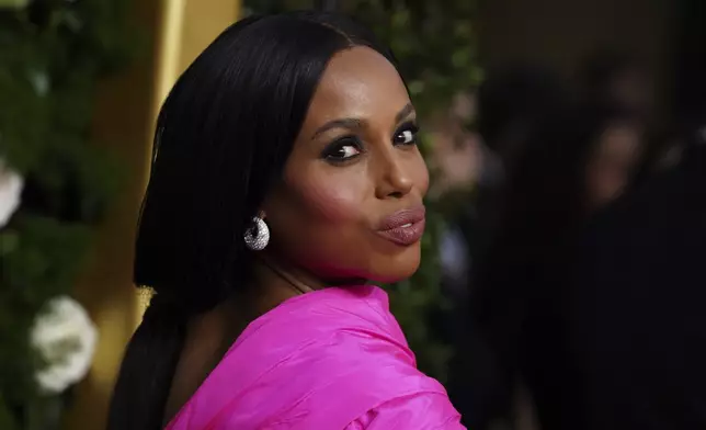 Kerry Washington arrives at the 82nd Golden Globes on Sunday, Jan. 5, 2025, at the Beverly Hilton in Beverly Hills, Calif. (Photo by Jordan Strauss/Invision/AP)