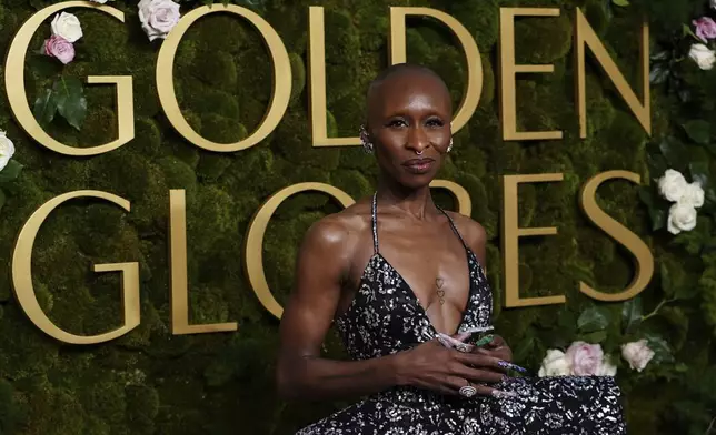 Cynthia Erivo arrives at the 82nd Golden Globes on Sunday, Jan. 5, 2025, at the Beverly Hilton in Beverly Hills, Calif. (Photo by Jordan Strauss/Invision/AP)