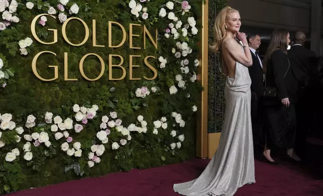 Nicole Kidman arrives at the 82nd Golden Globes on Sunday, Jan. 5, 2025, at the Beverly Hilton in Beverly Hills, Calif. (Photo by Jordan Strauss/Invision/AP)