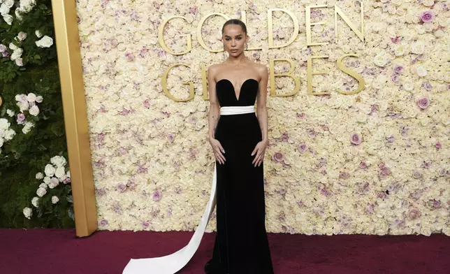 Zoe Kravitz arrives at the 82nd Golden Globes on Sunday, Jan. 5, 2025, at the Beverly Hilton in Beverly Hills, Calif. (Photo by Jordan Strauss/Invision/AP)