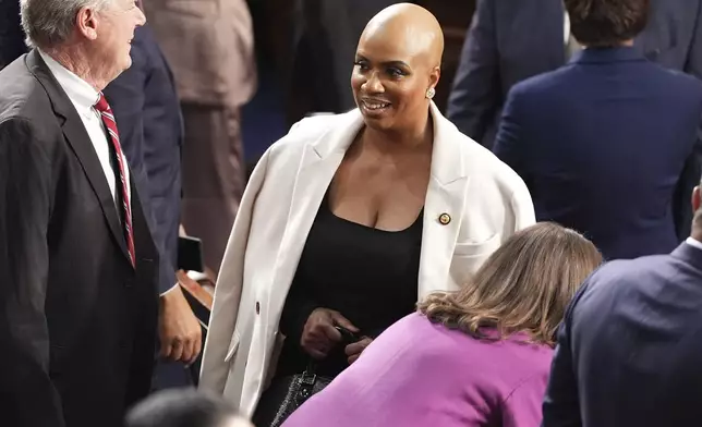 Rep. Ayanna Pressley, D-Mass., is pictured as the House of Representatives meets to elect a speaker and convene the new 119th Congress at the Capitol in Washington, Friday, Jan. 3, 2025. (AP Photo/Jacquelyn Martin)