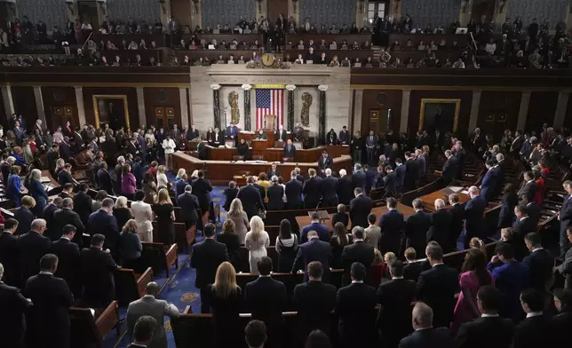 House Chaplain retired Rear Adm. Margaret Kibben offers the opening prayer as the House of Representatives meets to elect a speaker and convene the new 119th Congress at the Capitol in Washington, Friday, Jan. 3, 2025. (AP Photo/Jacquelyn Martin)