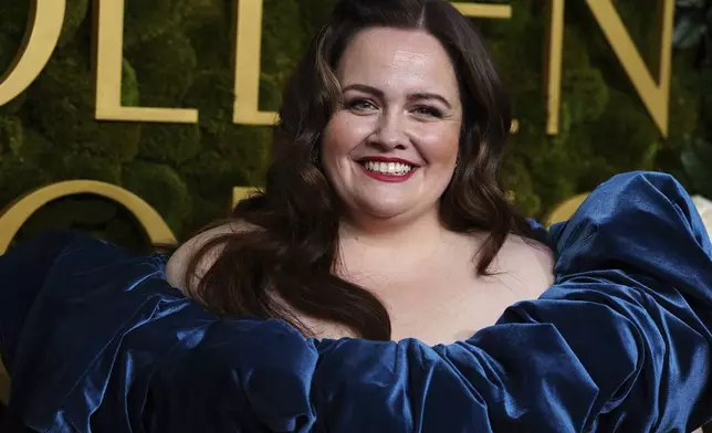 Jessica Gunning arrives at the 82nd Golden Globes on Sunday, Jan. 5, 2025, at the Beverly Hilton in Beverly Hills, Calif. (Photo by Jordan Strauss/Invision/AP)