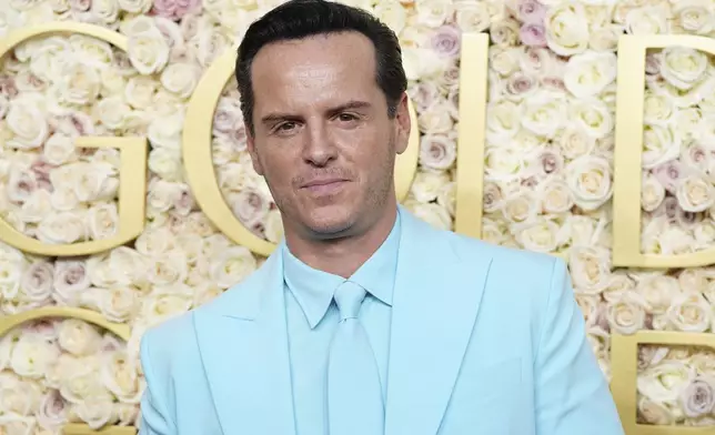 Andrew Scott arrives at the 82nd Golden Globes on Sunday, Jan. 5, 2025, at the Beverly Hilton in Beverly Hills, Calif. (Photo by Jordan Strauss/Invision/AP)