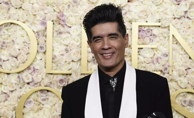 Manish Malhotra arrives at the 82nd Golden Globes on Sunday, Jan. 5, 2025, at the Beverly Hilton in Beverly Hills, Calif. (Photo by Jordan Strauss/Invision/AP)