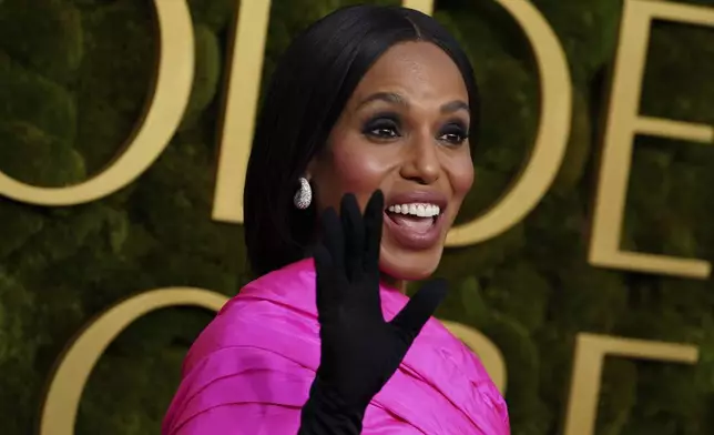 Kerry Washington arrives at the 82nd Golden Globes on Sunday, Jan. 5, 2025, at the Beverly Hilton in Beverly Hills, Calif. (Photo by Jordan Strauss/Invision/AP)