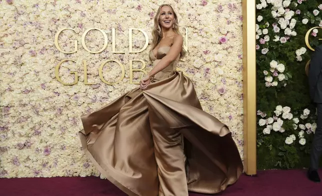 Nikki Glaser arrives at the 82nd Golden Globes on Sunday, Jan. 5, 2025, at the Beverly Hilton in Beverly Hills, Calif. (Photo by Jordan Strauss/Invision/AP)