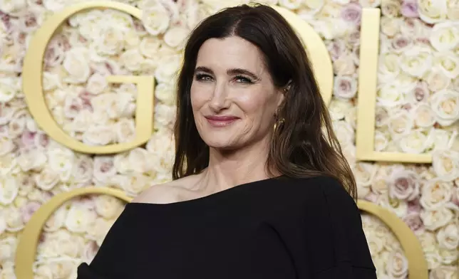 Kathryn Hahn arrives at the 82nd Golden Globes on Sunday, Jan. 5, 2025, at the Beverly Hilton in Beverly Hills, Calif. (Photo by Jordan Strauss/Invision/AP)