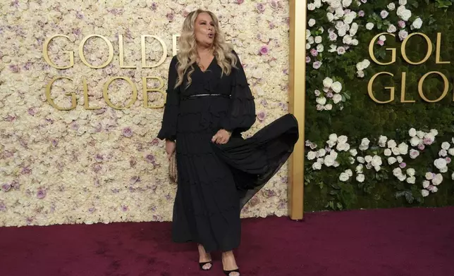 Jennifer Coolidge arrives at the 82nd Golden Globes on Sunday, Jan. 5, 2025, at the Beverly Hilton in Beverly Hills, Calif. (Photo by Jordan Strauss/Invision/AP)