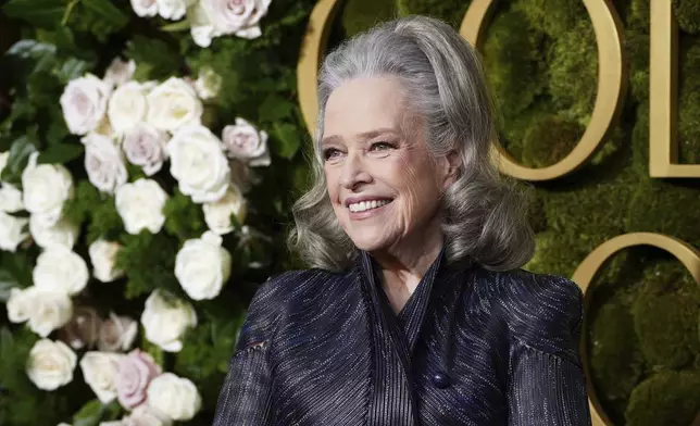 Kathy Bates arrives at the 82nd Golden Globes on Sunday, Jan. 5, 2025, at the Beverly Hilton in Beverly Hills, Calif. (Photo by Jordan Strauss/Invision/AP)