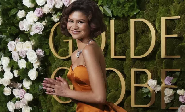 Zendaya arrives at the 82nd Golden Globes on Sunday, Jan. 5, 2025, at the Beverly Hilton in Beverly Hills, Calif. (Photo by Jordan Strauss/Invision/AP)