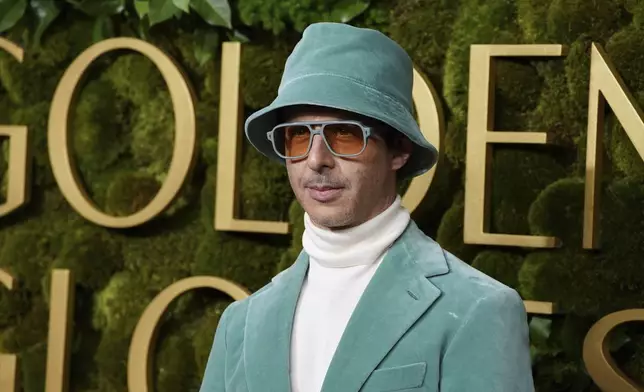 Jeremy Strong arrives at the 82nd Golden Globes on Sunday, Jan. 5, 2025, at the Beverly Hilton in Beverly Hills, Calif. (Photo by Jordan Strauss/Invision/AP)