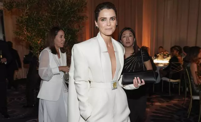 Keri Russell arrives at the 82nd Golden Globes on Sunday, Jan. 5, 2025, at the Beverly Hilton in Beverly Hills, Calif. (AP Photo/Chris Pizzello)