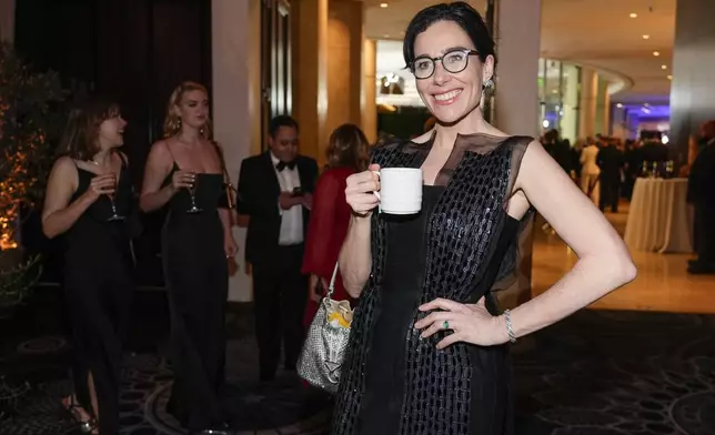 Halina Reijn arrives at the 82nd Golden Globes on Sunday, Jan. 5, 2025, at the Beverly Hilton in Beverly Hills, Calif. (AP Photo/Chris Pizzello)