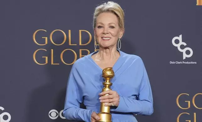 Jean Smart poses in the press room with the award for best performance by a female actor in a television series - musical or comedy for "Hacks" during the 82nd Golden Globes on Sunday, Jan. 5, 2025, at the Beverly Hilton in Beverly Hills, Calif. (AP Photo/Chris Pizzello)