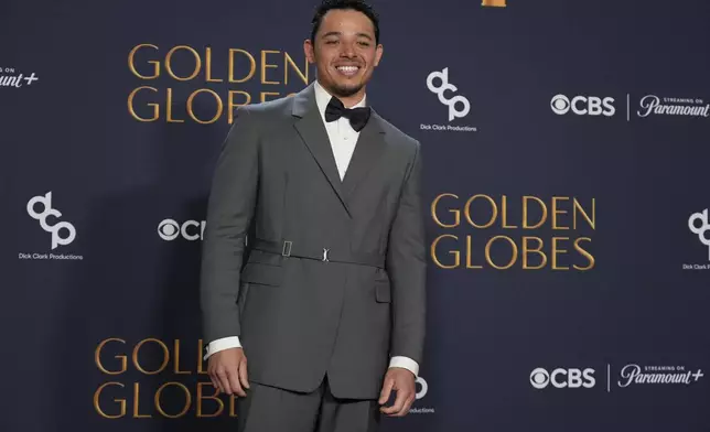 Anthony Ramos poses in the press room during the 82nd Golden Globes on Sunday, Jan. 5, 2025, at the Beverly Hilton in Beverly Hills, Calif. (AP Photo/Chris Pizzello)