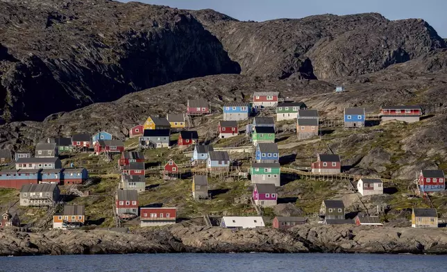 FILE - A view of the village of Kangaamiut in Greenland, Wednesday, July 3, 2024. (Ida Marie Odgaard/Ritzau Scanpix via AP, File)