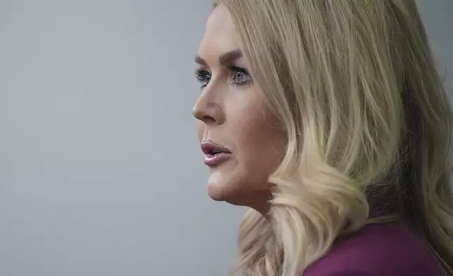 White House press secretary Karoline Leavitt speaks during a briefing at the White House, Tuesday, Jan. 28, 2025, in Washington. (AP Photo/Evan Vucci)